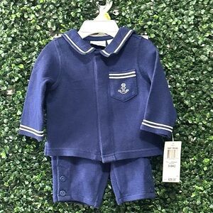 🔥5/$25🔥 CUDDLE BEAR BABY BOY 3-6MOS KNIT SAILOR SUIT 2 PIECE SET